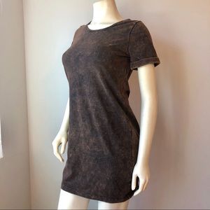 Brown & black acid wash bodycon short sleeve dress